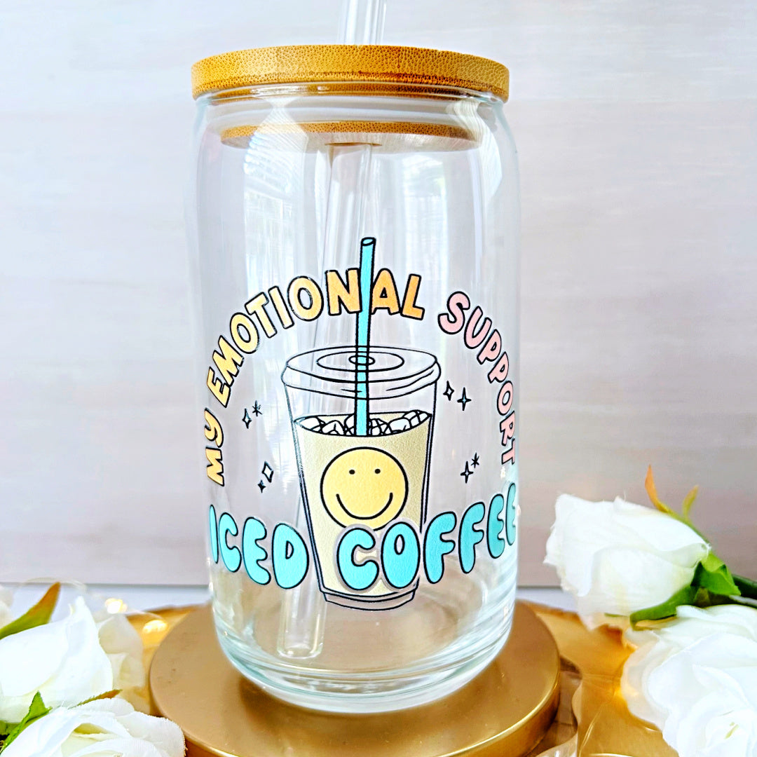 16 oz Libbey Glass Cup - My Emotional Support Iced Coffee