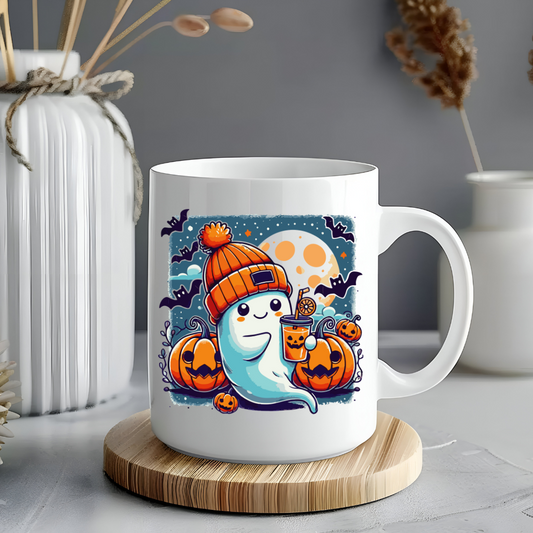 Mug - Halloween Ghost with Pumpkins